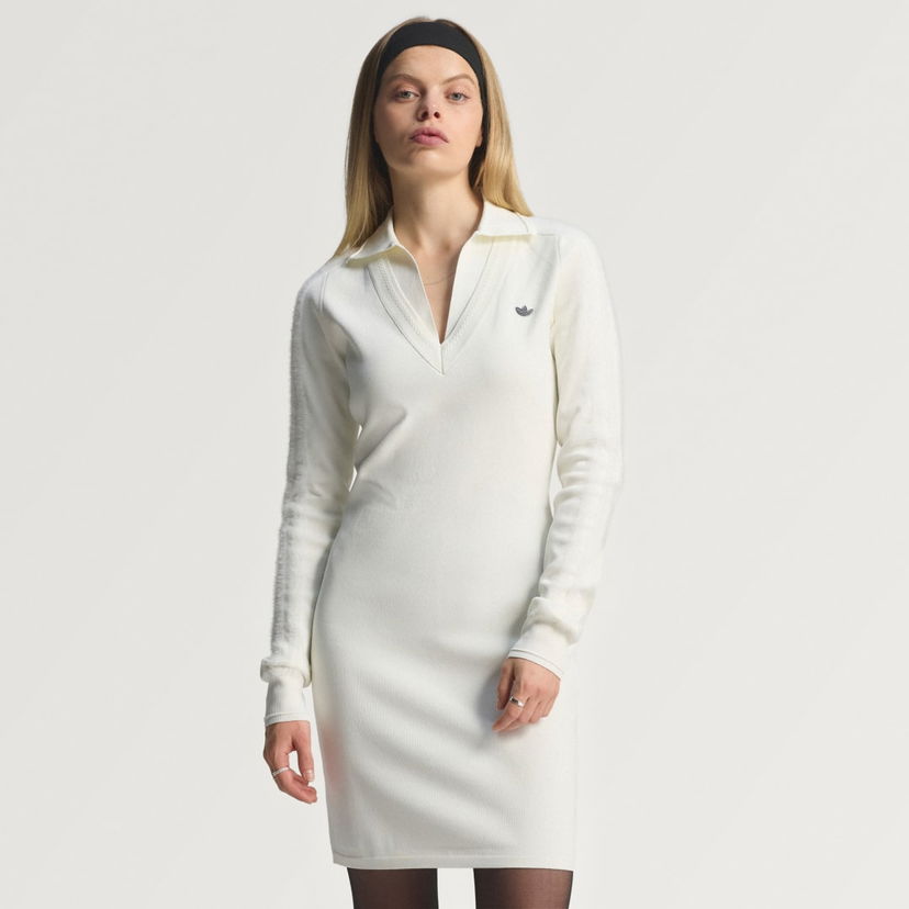 Mekko adidas Performance Long Sleeve Collared Dress Valkoinen | JW7322