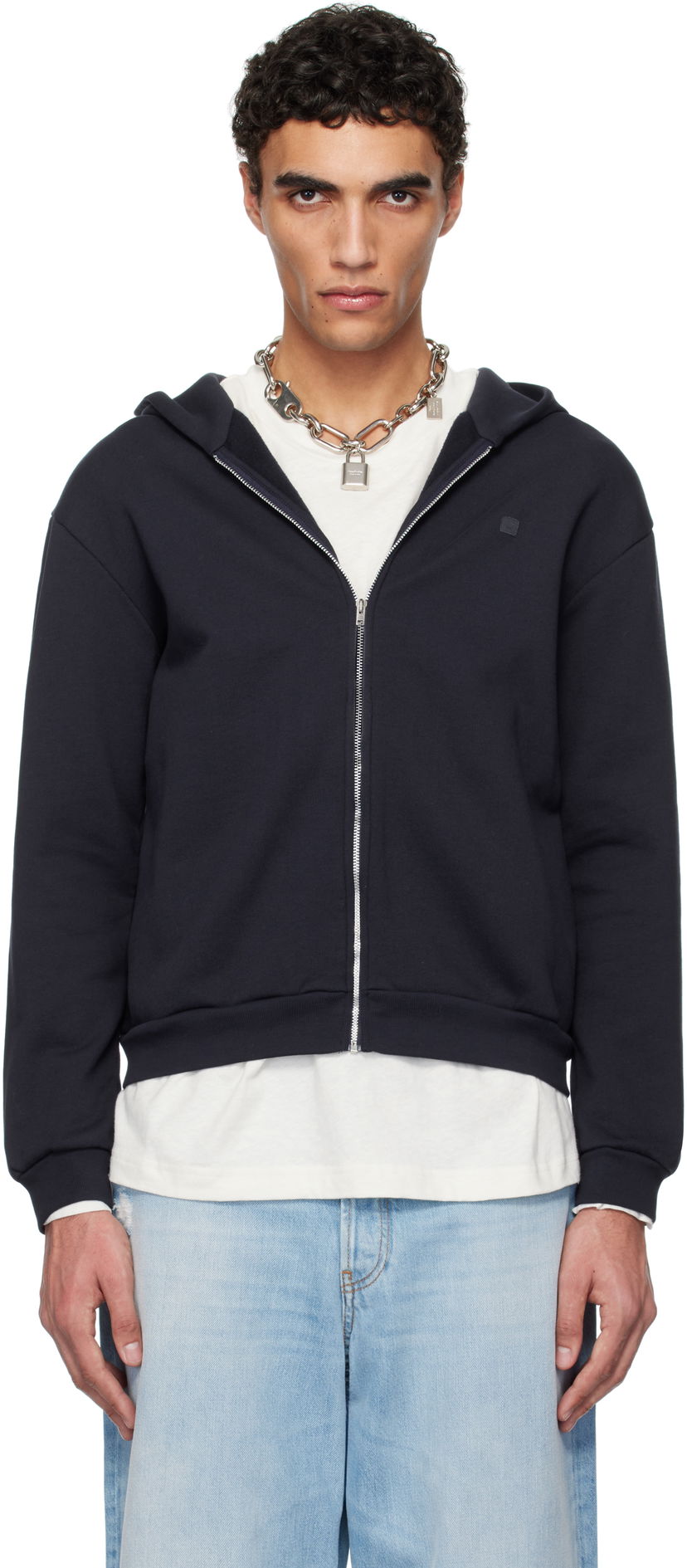 Huppari Acne Studios Acne Studios Zip-Up Hoodie Tummansininen | CI0185-