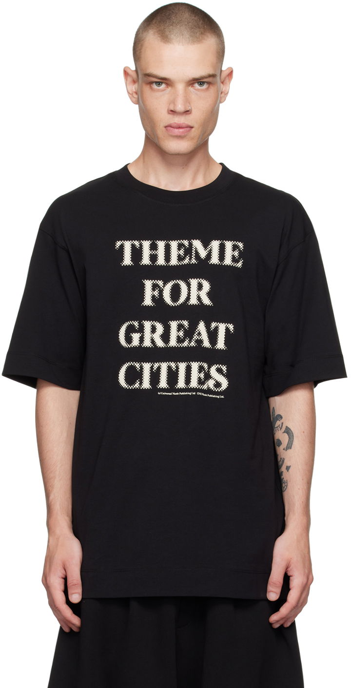 T-paita Dries Van Noten Theme Song Graphic Print Cotton T-Shirt Musta | 242-021111-9603