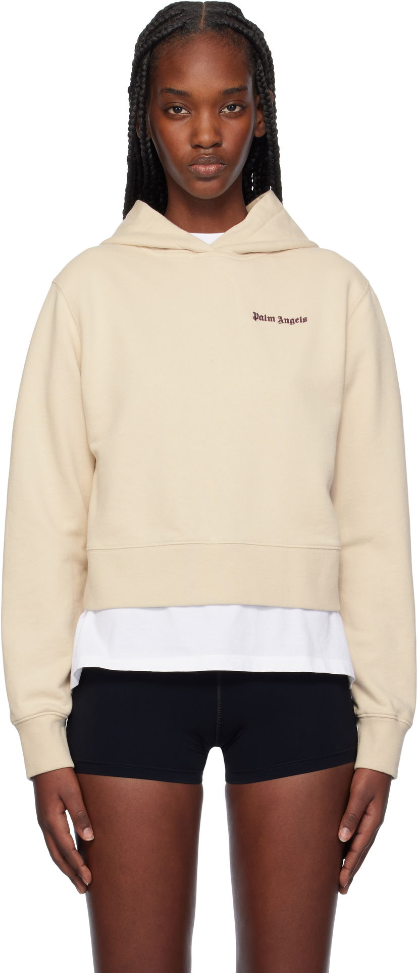 Huppari Palm Angels Classic Logo Fitted Hoodie Beige | PWBB069F24FLE0036129