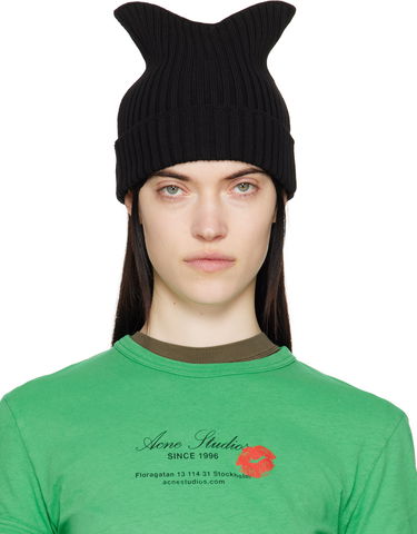 Pipo Acne Studios Acne Studios Ribbed Square Beanie Musta | C40396-, 0