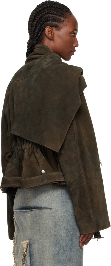 Takki Rick Owens Concordians Cropped Scarf Flight Suede Jacket Ruskea | RO02E4793 LCSI, 2