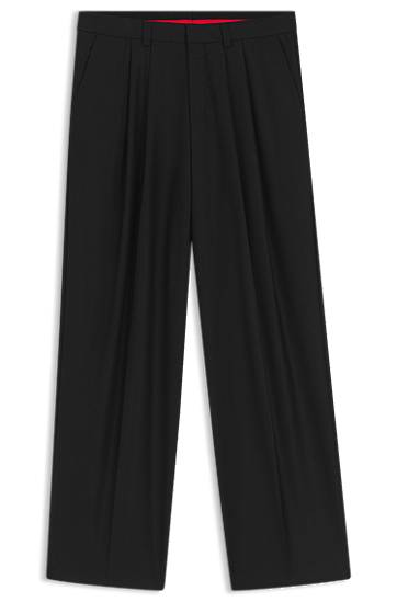 Housut BOSS Modern-Fit Wool-Blend Twill Trousers Musta | 50547242