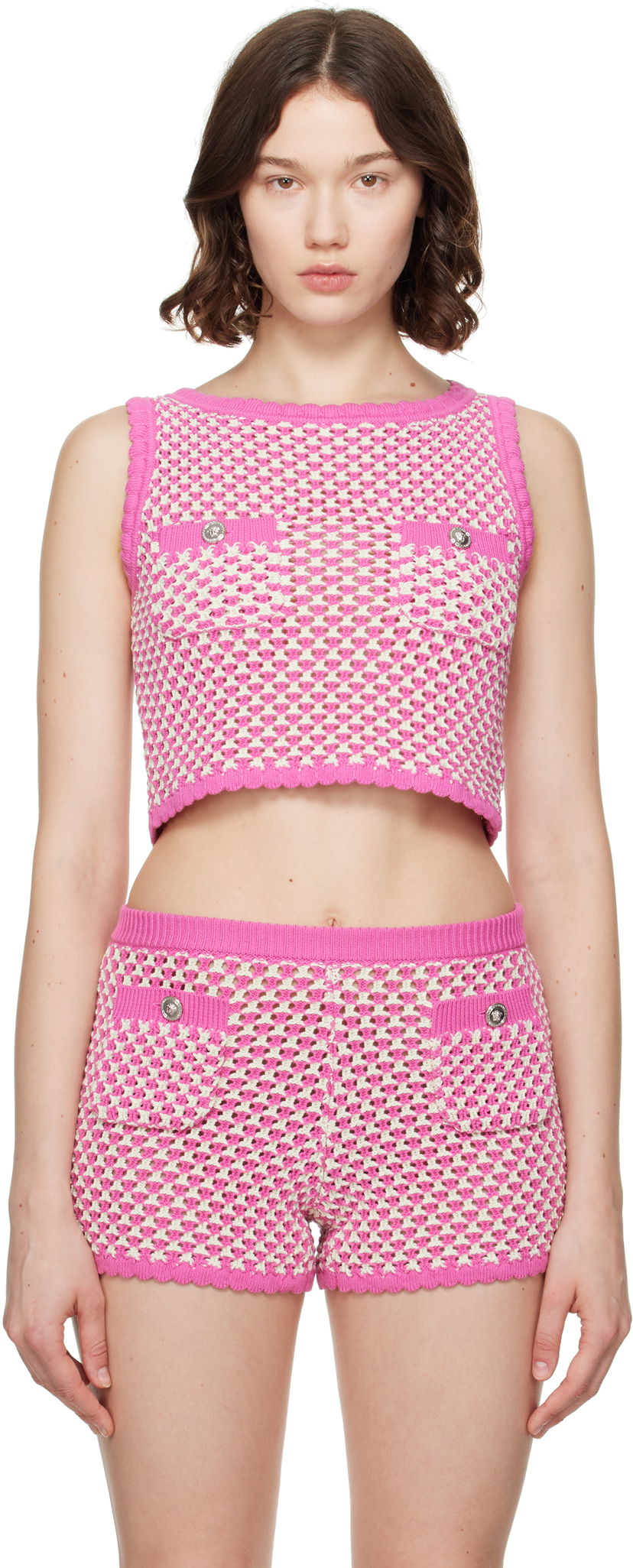 Crop top Versace Versace Crochet Knit Top Vaaleanpunainen | 1020376_1A14747
