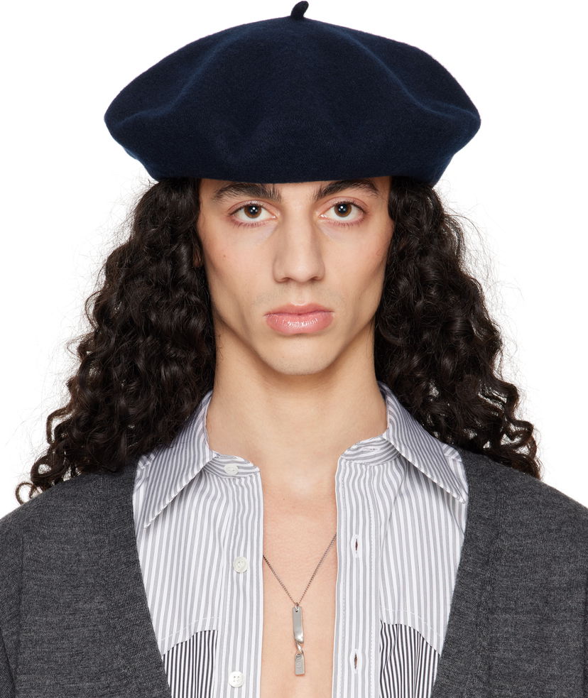 Barett Maison Margiela Maison Margiela Heavy Wool Beret Tummansininen | S50TC0075 M13115