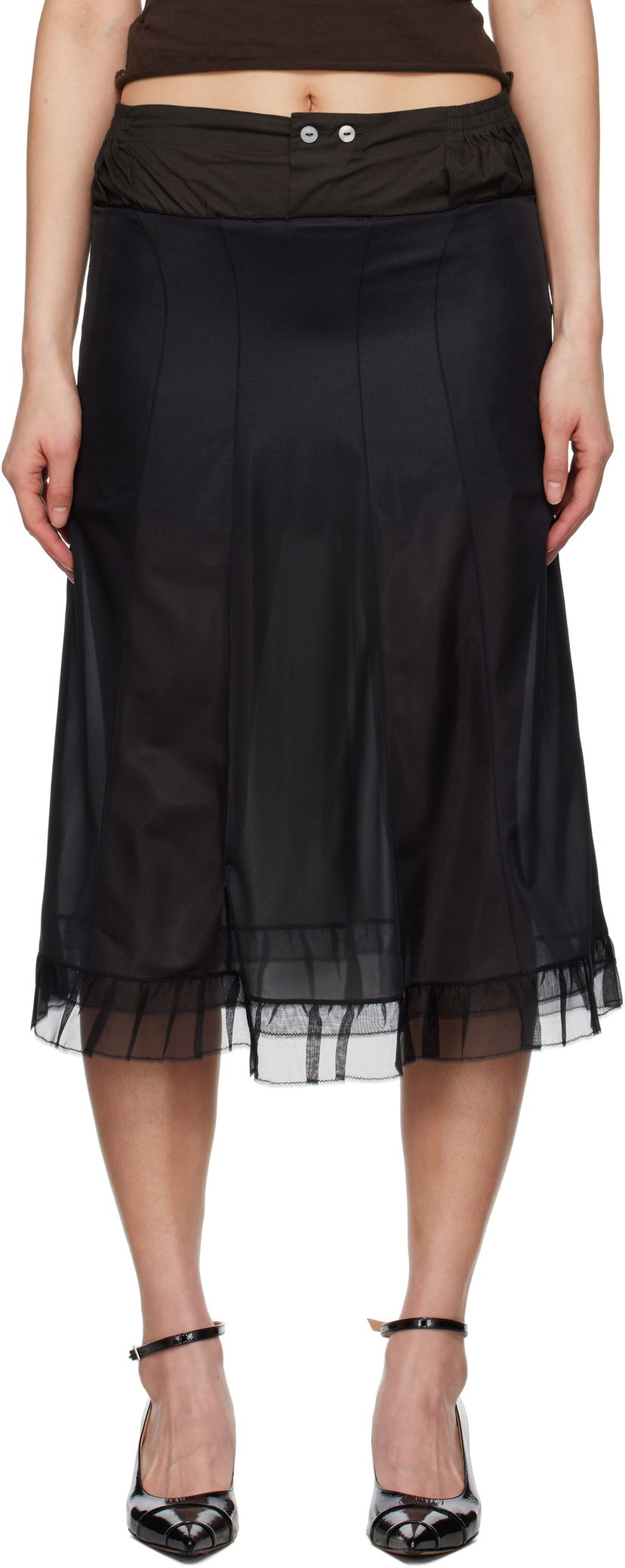 Hame Maison Margiela Maison Margiela Anonymity of the lining Midi Skirt Musta | S51ME0030 MTJ023