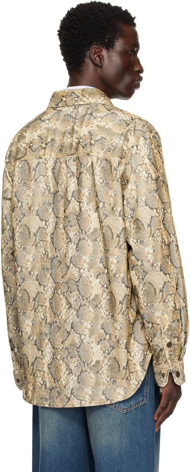 Paita ISABEL MARANT Isabel Marant Victor Snakeskin Print Shirt Beige | CH0196HA-B4G02H, 2