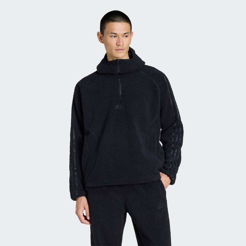 Huppari adidas Performance Teamgeist Borg Fleece 1/4 Zip Hoodie Musta | KR5187