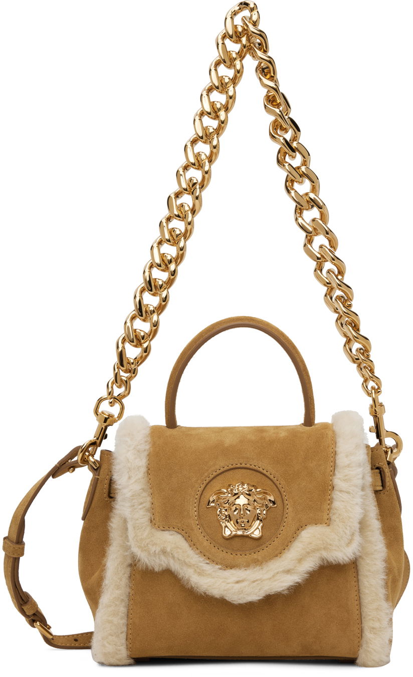 Reput ja laukut Versace Beige Small 'La Medusa' Shearling Ruskea | DBFI040_1A08720, 0