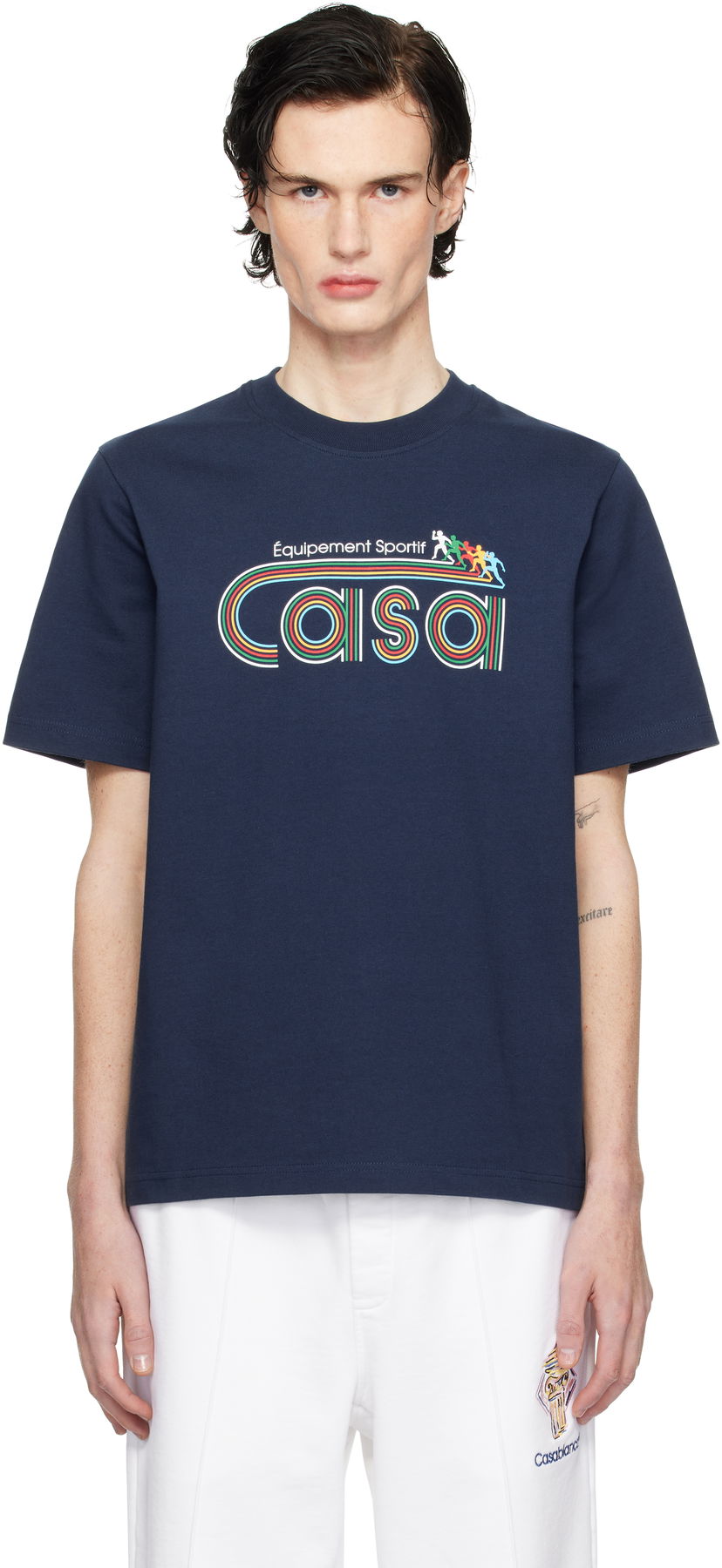T-paita Casablanca Navy 'Equipement Sportif' Graphic T-Shirt Tummansininen | MPS25-JTS-001-02