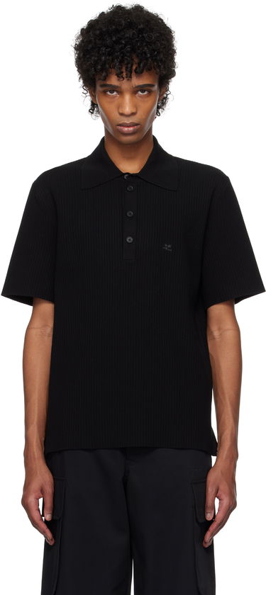 Poolopaita Courrèges Courrèges Rib Knit Polo Musta | 125MPO047FI0001, 0