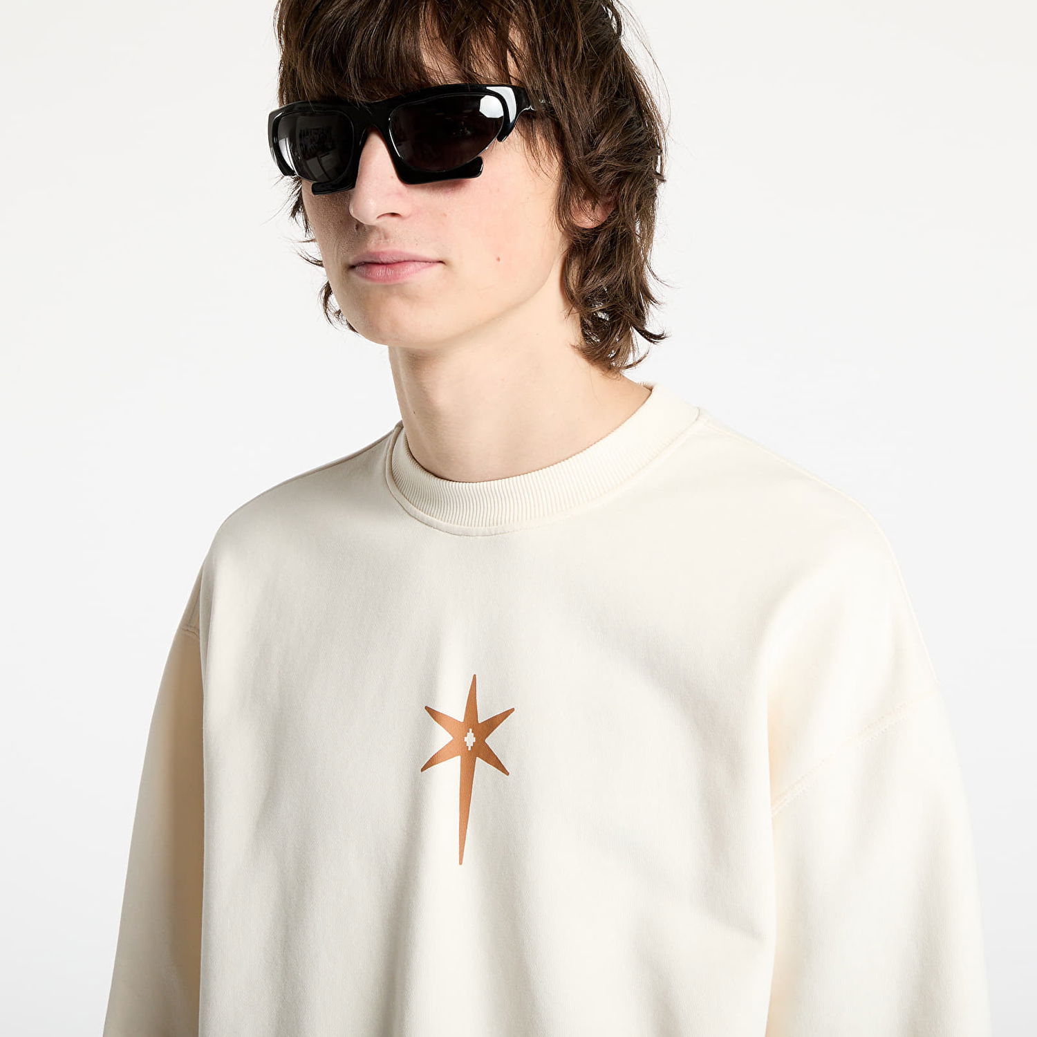 Huppari Marcelo Burlon Marcelo Burlon County Goth Boxy Crewneck Sweatshirt Beige | CMBA09CS25FLE0026F60, 1