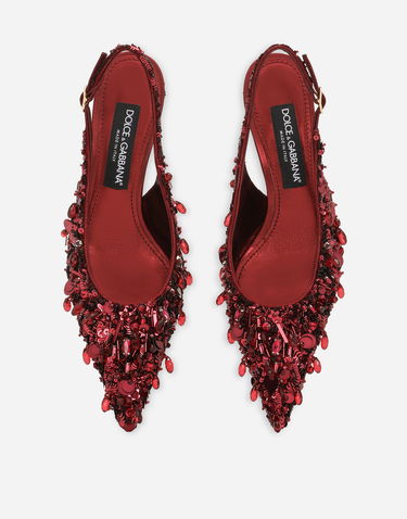Asusteet Dolce & Gabbana Dolce & Gabbana Tulle Slingbacks with Sequin Embellishment Punainen | CG0806A9U8789554, 3