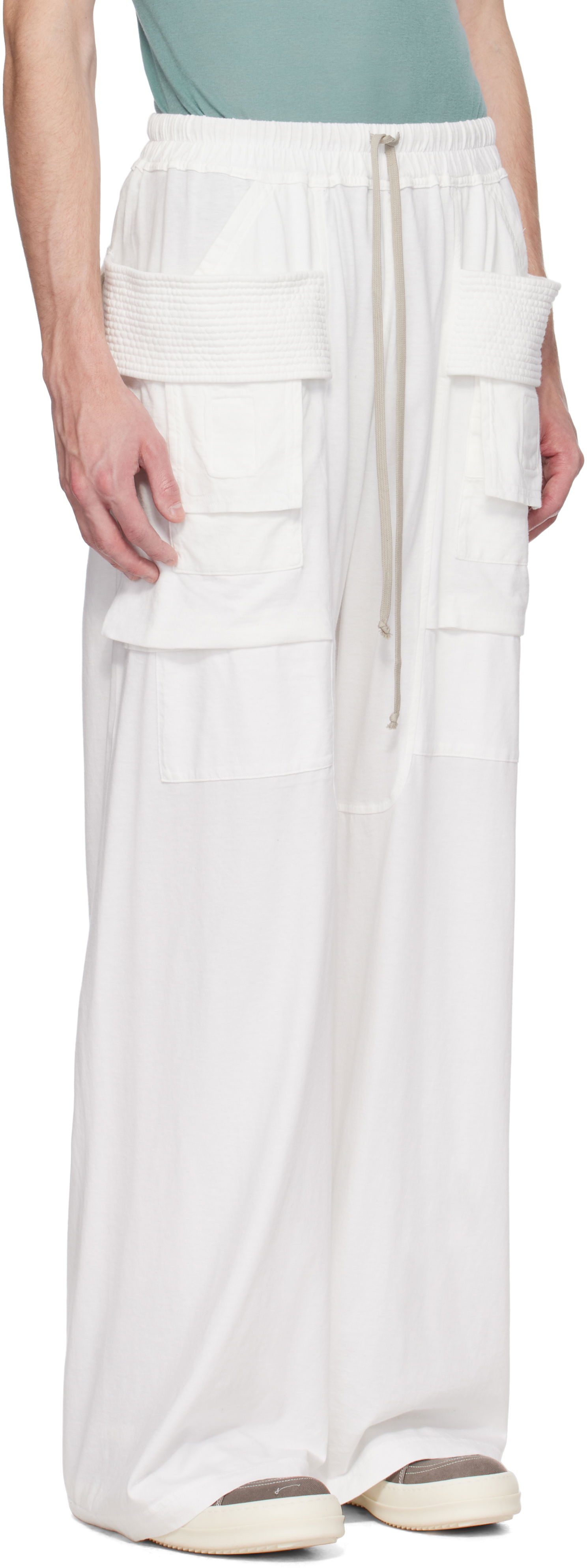 Cargo housut Rick Owens Rick Owens DRKSHDW Hollywood Creatch Wide Cargo Pants Valkoinen | DU01E3394 RN, 1