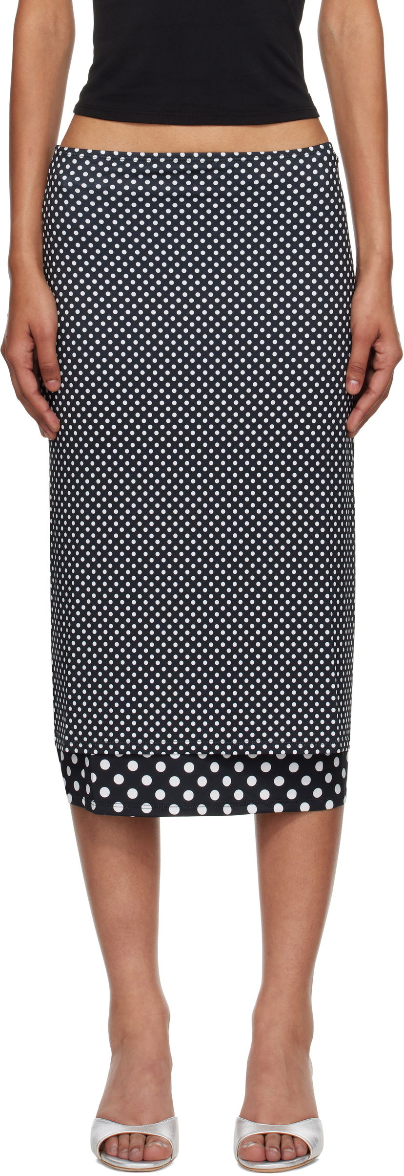Hame Miaou Miaou Maria Polka Dot Maxi Skirt Musta | 4064VISBWP