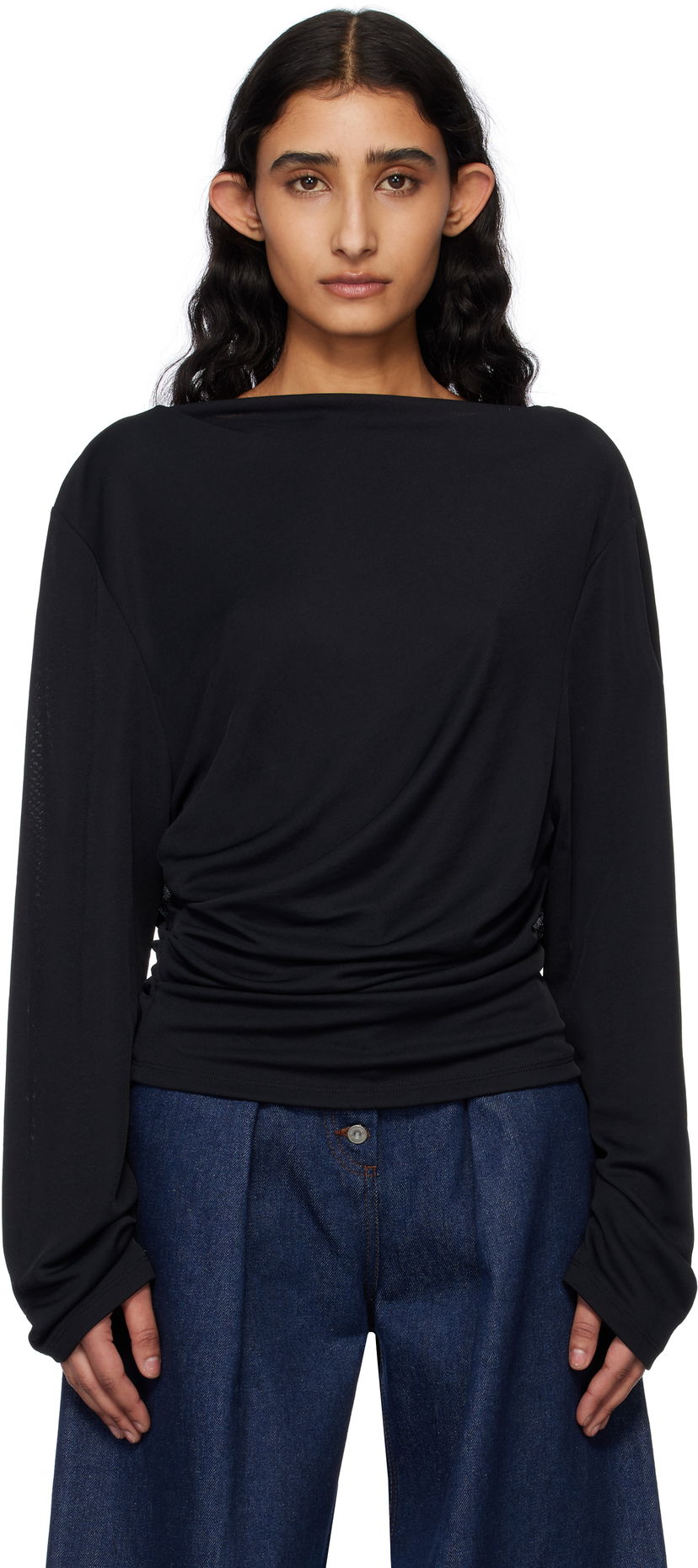 Villapaita Jacquemus Jacquemus 'The Croisière' Gathered Long Sleeve Blouse Musta | 25E251TO121-1026