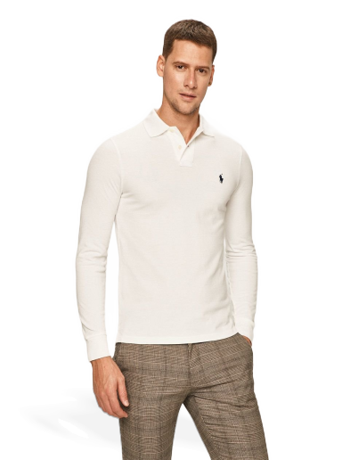 Poolopaita Polo by Ralph Lauren Long Sleeve Slim Fit Polo Valkoinen | 710681126001