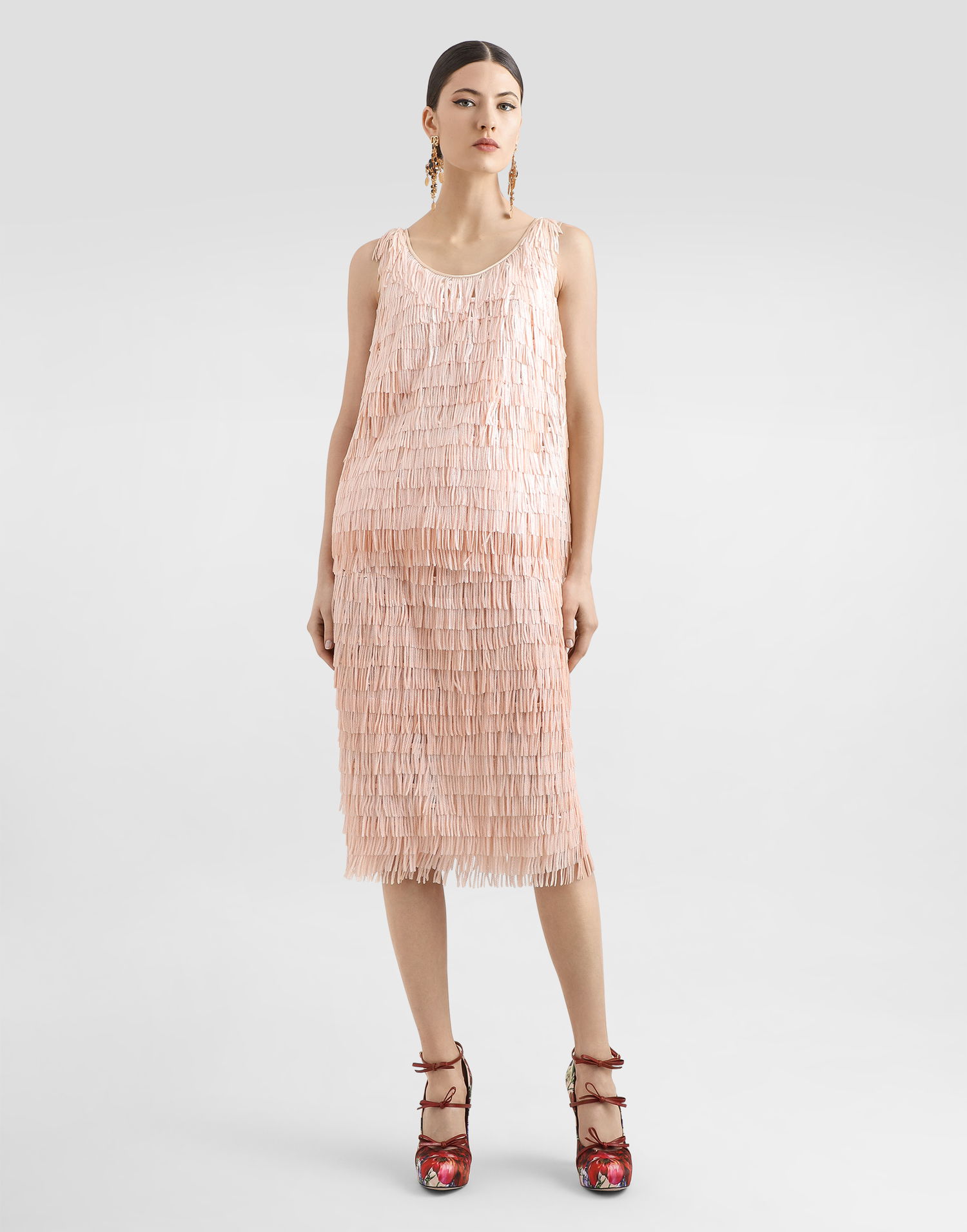 Hame Dolce & Gabbana Dolce & Gabbana Fringed Sequined Midi Skirt Vaaleanpunainen | F4BCFTFLSLRF1218, 1
