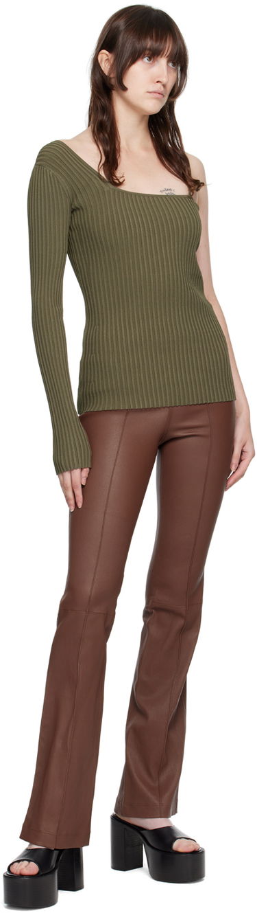 T-paita Helmut Lang One Shoulder Ribbed Long Sleeve Top Vihreä | M06HW704, 3