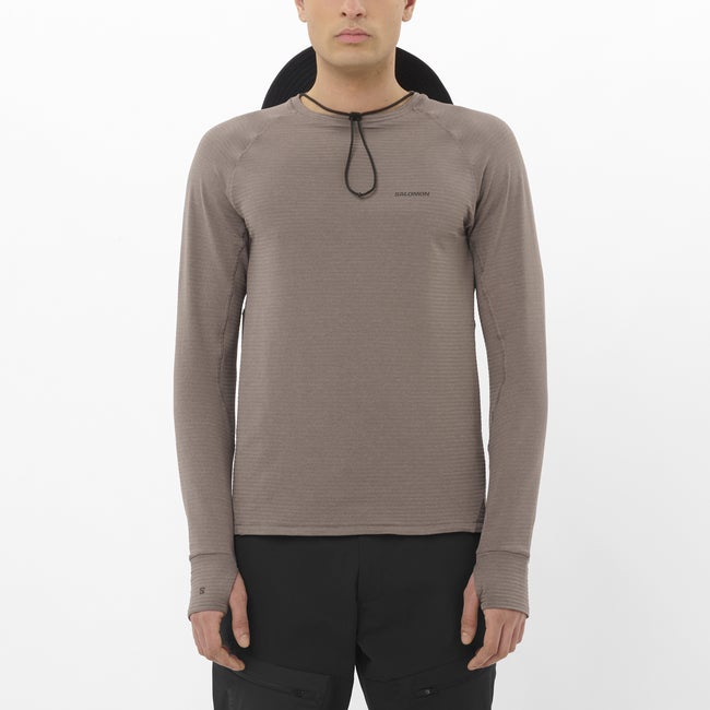 T-paita Salomon Essential Lightwarm Ribbed Long Sleeve Base Layer Ruskea | LC2604000