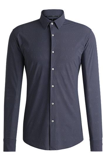 Paita BOSS Slim-Fit Geometric-Print Performance-Stretch Jersey Shirt Tummansininen | 50533422