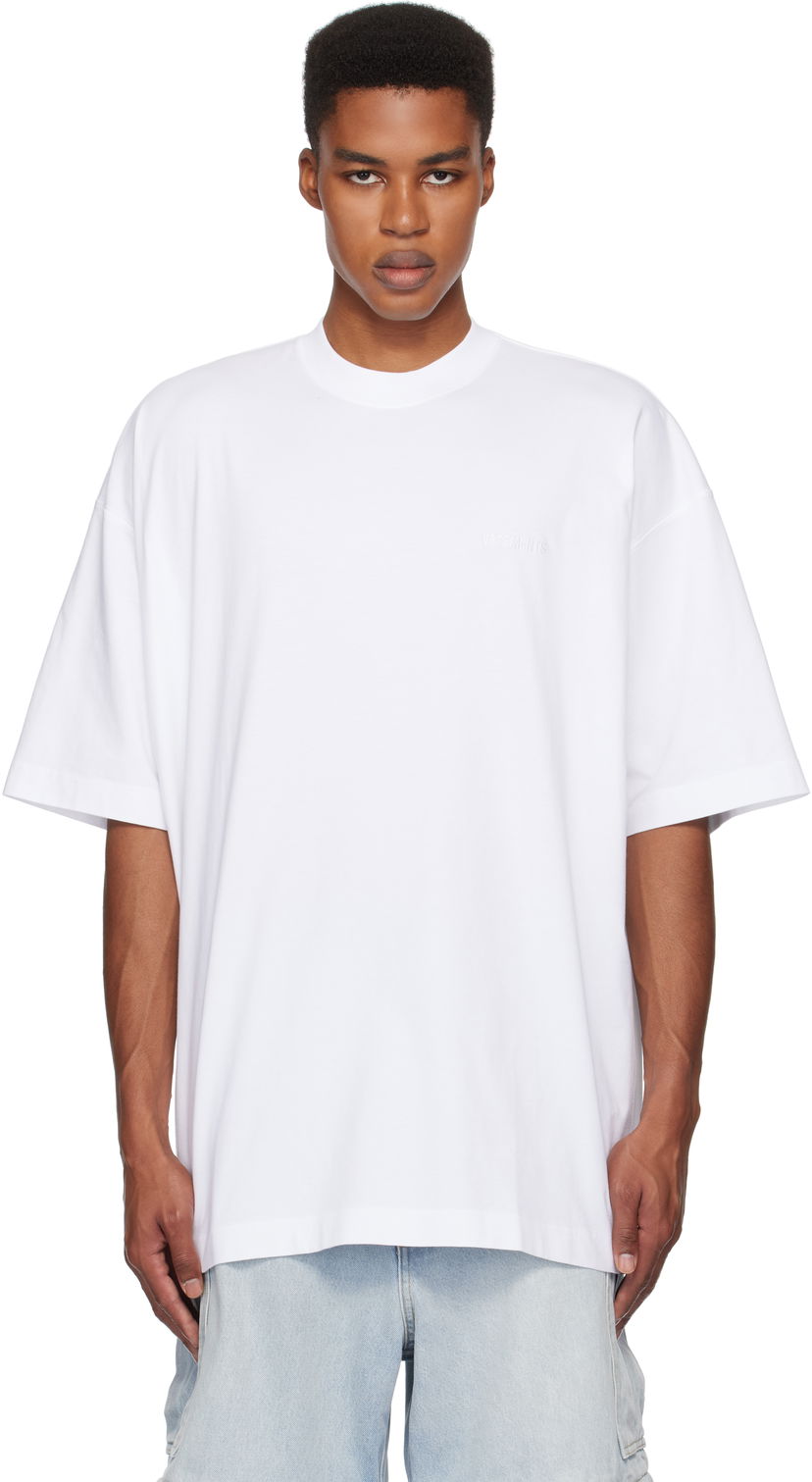 T-paita VETEMENTS Embroidered Logo Oversized T-Shirt Valkoinen | UA66TR765W