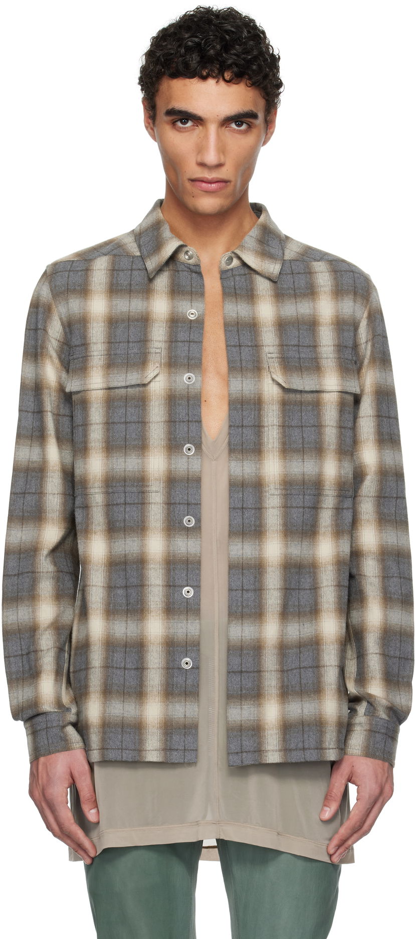 Paita Rick Owens Rick Owens Hollywood Plaid Overshirt Ruskea | RU01E5236 CP