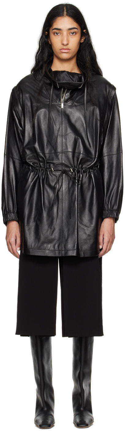 Tuulitakki Helmut Lang Helmut Lang Leather Anorak Musta | O04HW606