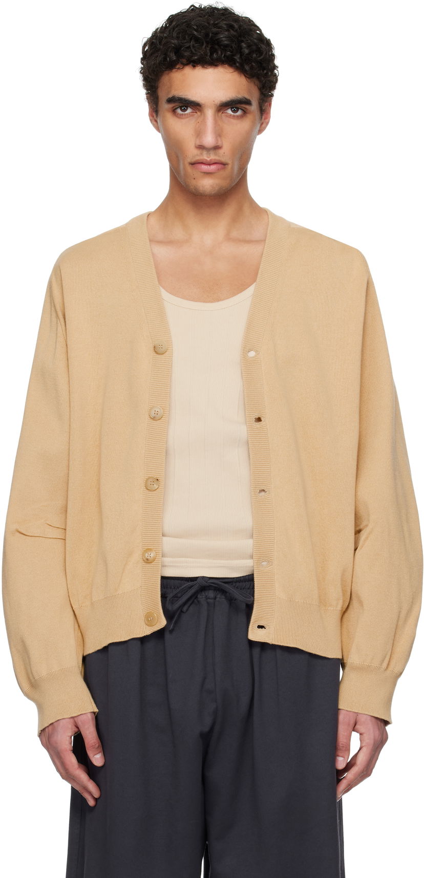 Villapaita HED MAYNER Hed Mayner V-Neck Cardigan Beige | HMMA75064A-HA602