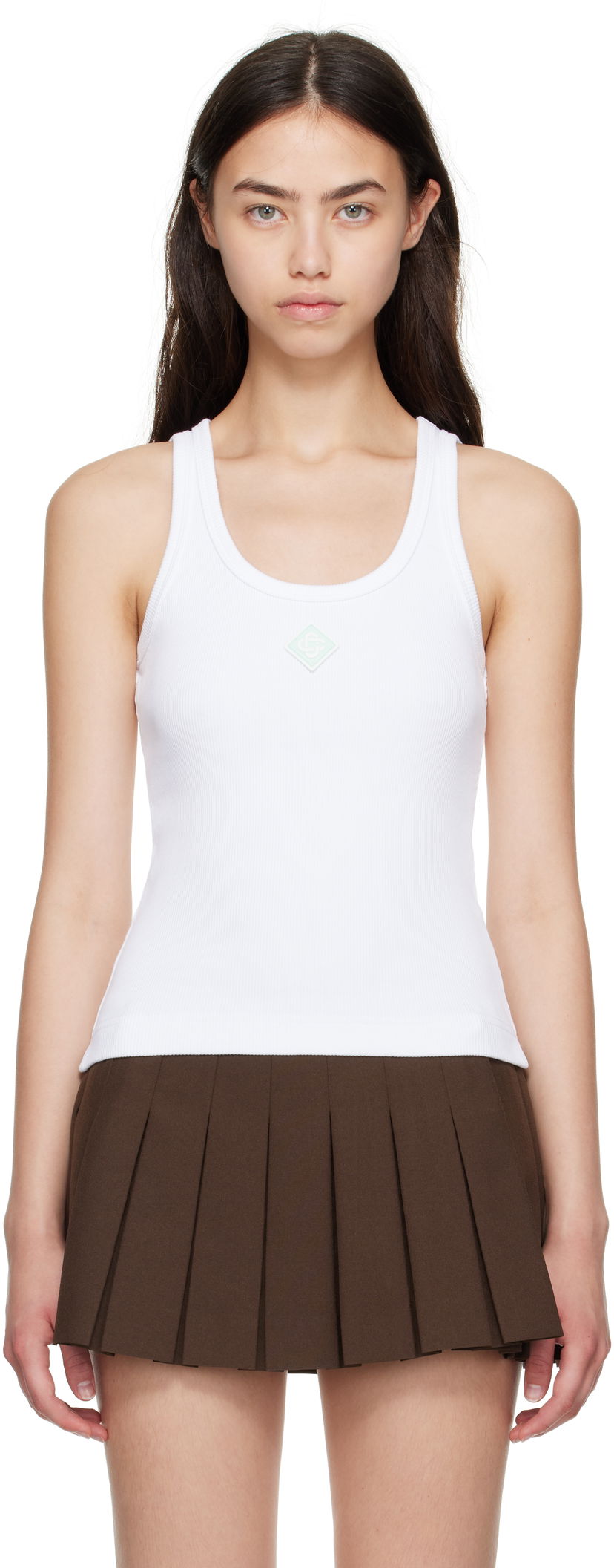 Tankkitoppi Casablanca Casablanca Ribbed Jersey Tank Top Valkoinen | WPF25-JTS-039-02