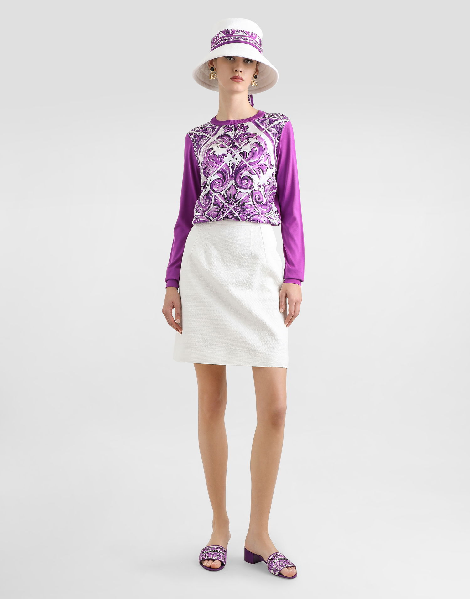 Hame Dolce & Gabbana Dolce & Gabbana Stretch Mat Mini Skirt Valkoinen | F4C7ETFU9AUW0001, 1