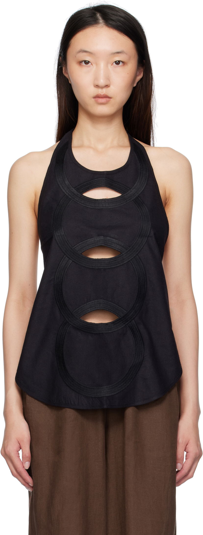 Tankkitoppi Baserange Baserange Halter Neck Cutout Top Musta | TOCHA-WS-SU25