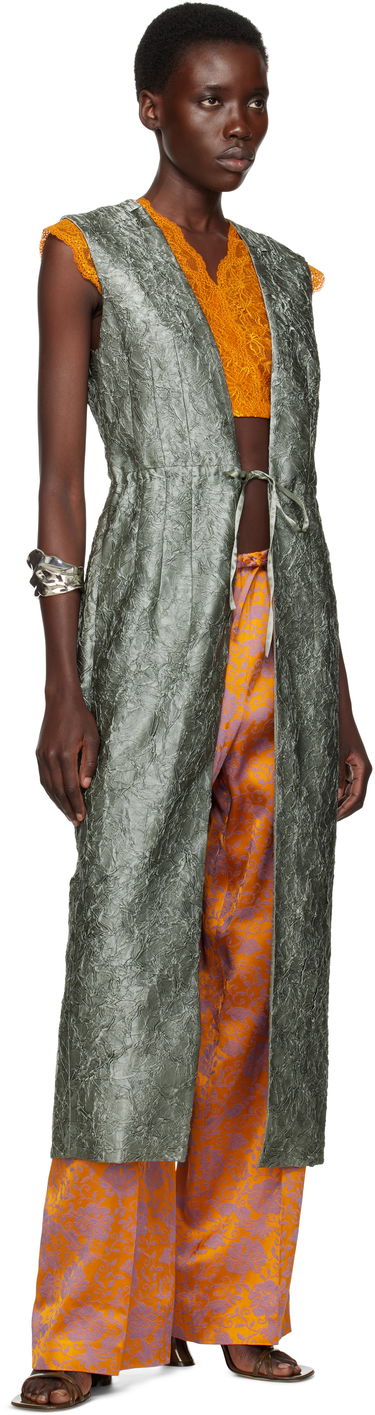 Liivi Dries Van Noten Dries Van Noten Sleeveless Long Vest Vihreä | 251-010227-1428, 3