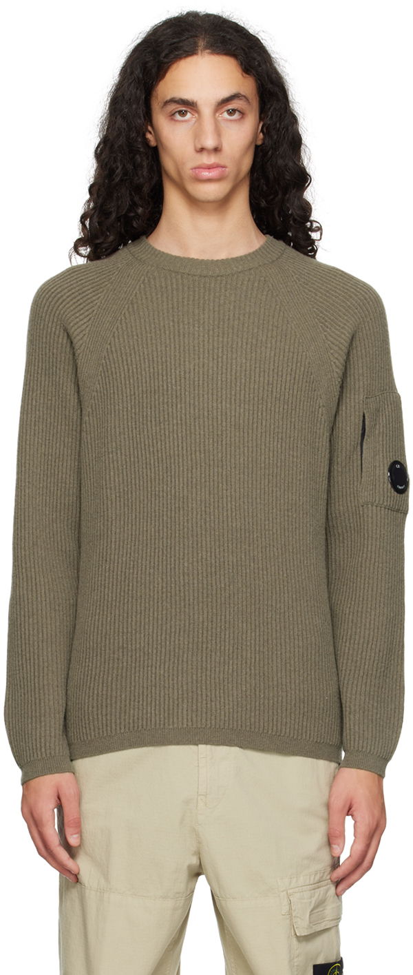 Villapaita C.P. Company Lens Crewneck Knit Sweater Vihreä | 17CMKN052A-110149A