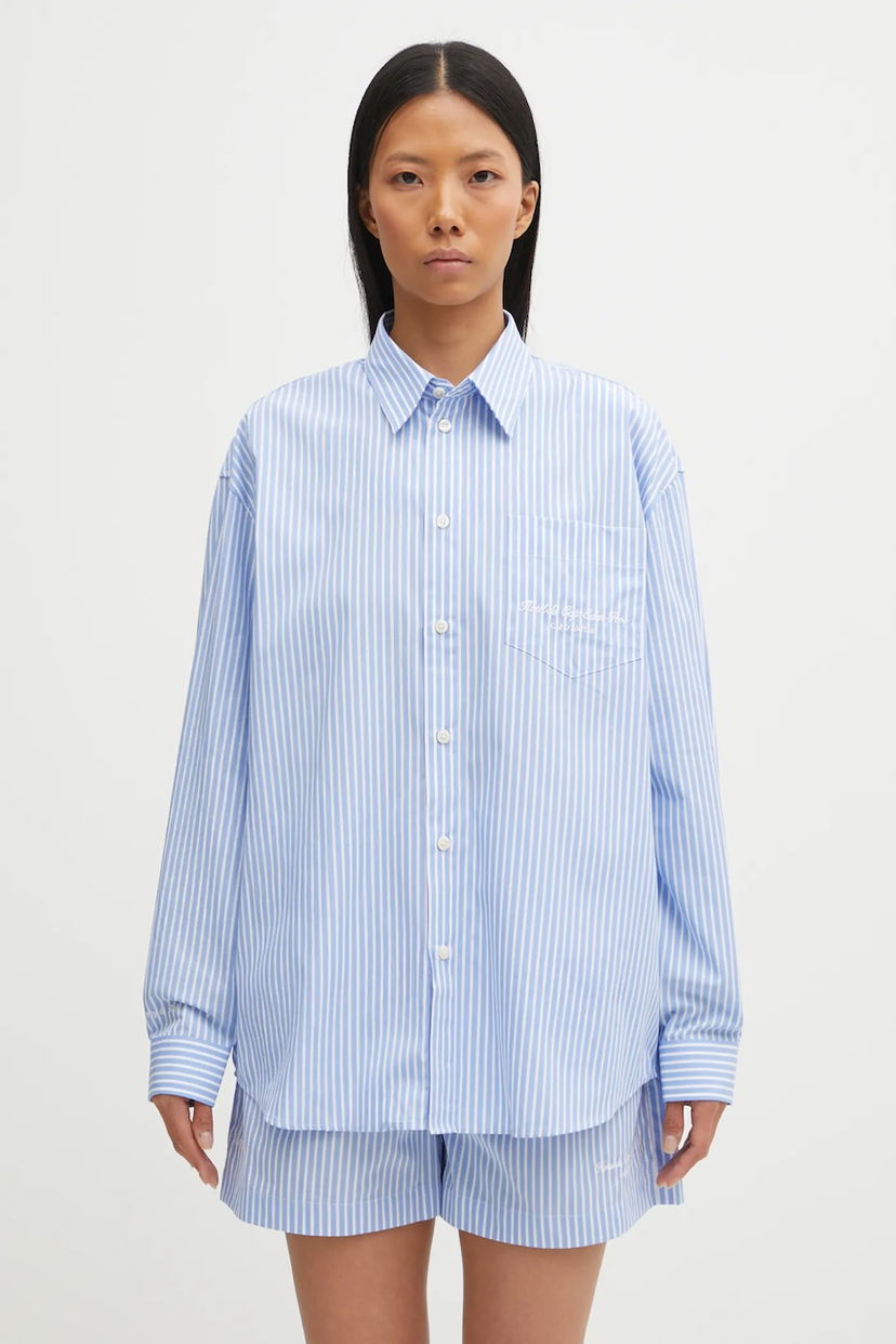 Paita Sporty & Rich Eden Script Oversized Relaxed Striped Classic Collar Shirt Monivärinen | SI00760673ST61