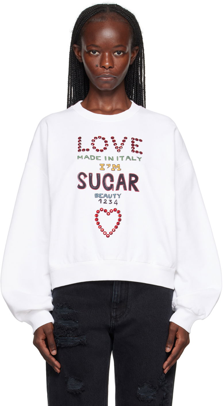 Huppari Dolce & Gabbana White Crystal-Cut Sweatshirt Valkoinen | F9Q92Z GDBT3