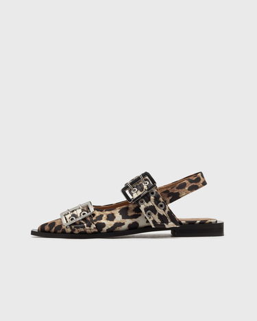 Tennarit ja kengät GANNI Feminine Buckle Ballerina Satin Print Beige | S2947-943, 1