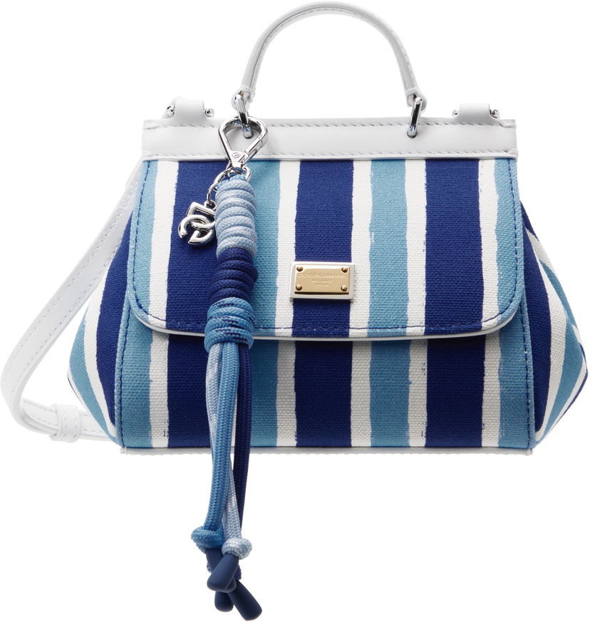 Käsilaukku Dolce & Gabbana Dolce&Gabbana Sicily Striped Canvas Crossbody Bag Sininen | EB0003 AD591