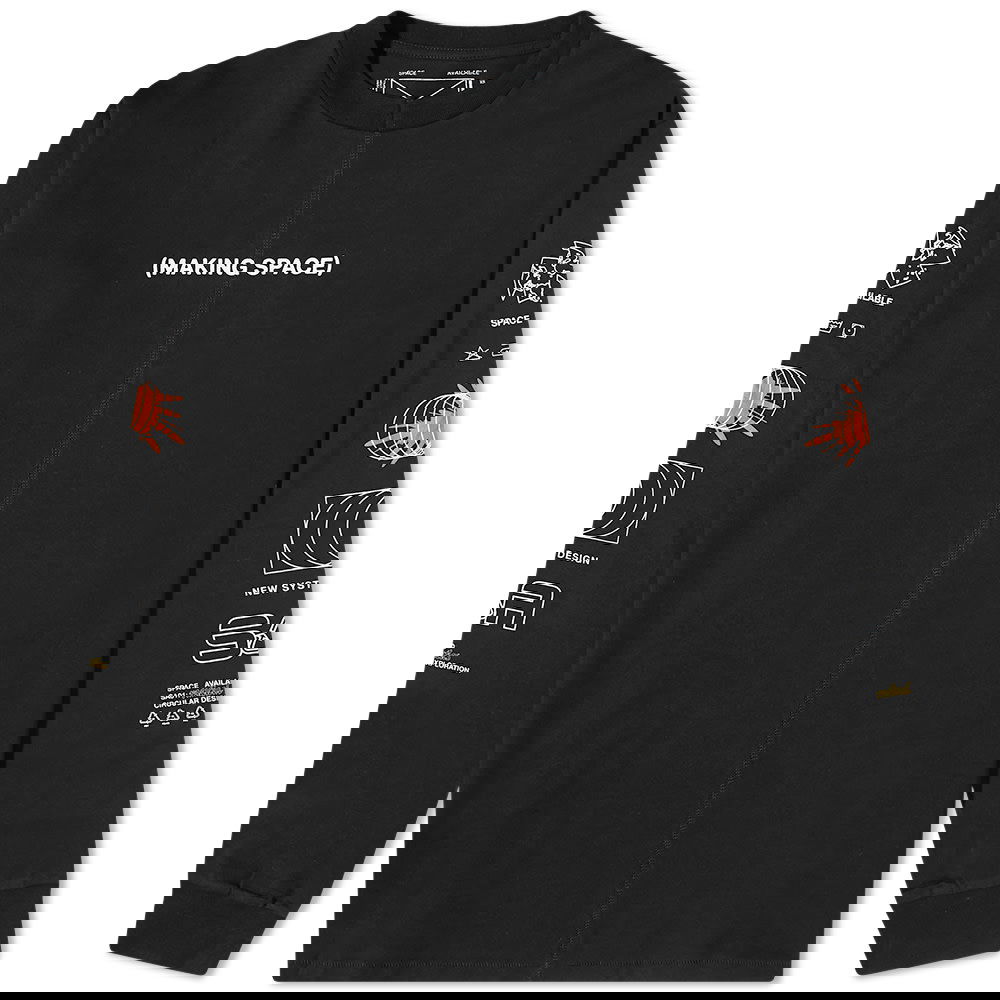 T-paita Space Available Long Sleeve Upcycled Making Space Tee Musta | SA-LS-UMS001-BLK, 0