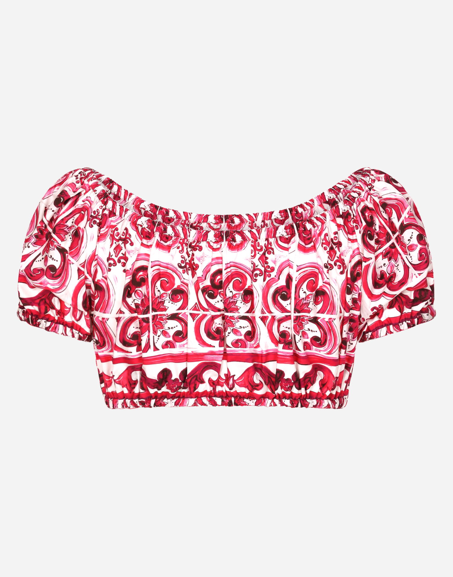 Crop top Dolce & Gabbana Majolica-print Poplin Crop Top Vaaleanpunainen | F755RTHH5BAHE3TN, 1