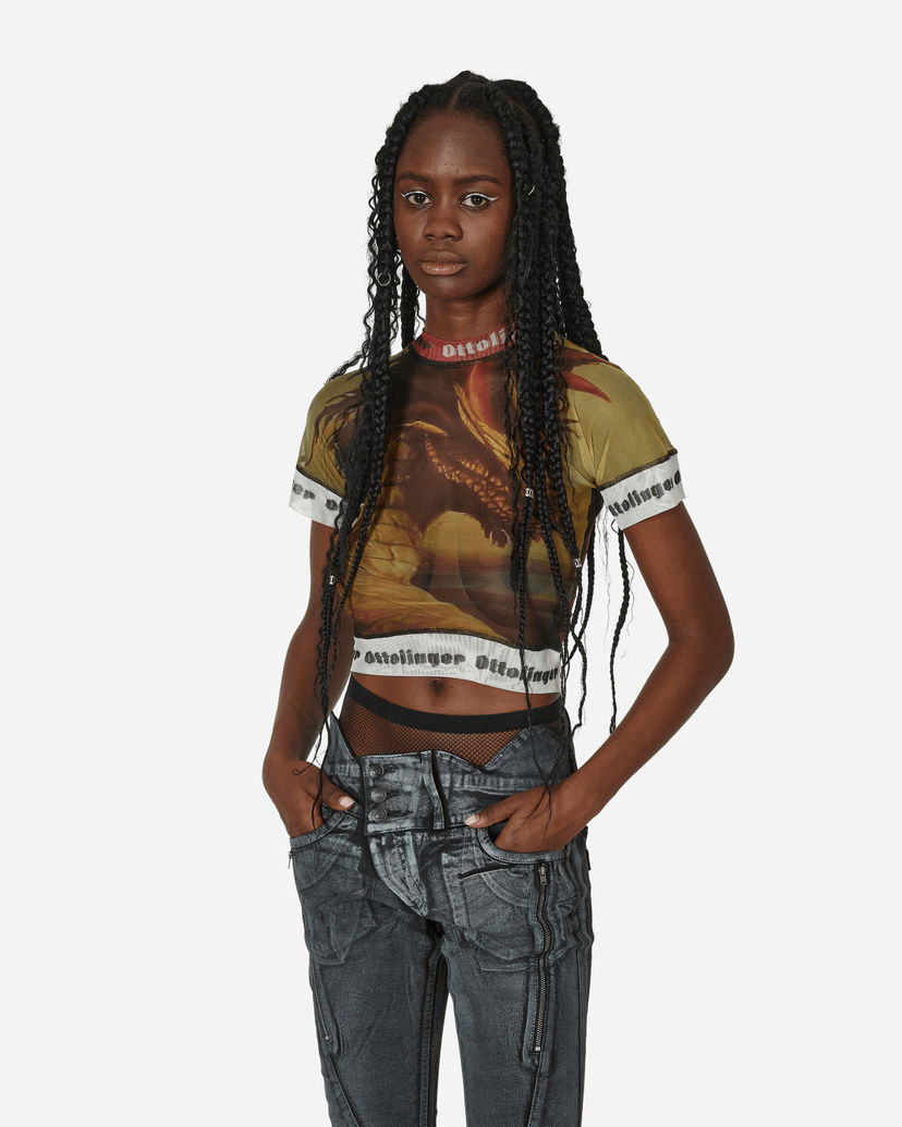 Crop top Ottolinger Mesh Graphic T-Shirt Keltainen | 100124 OTDRMS