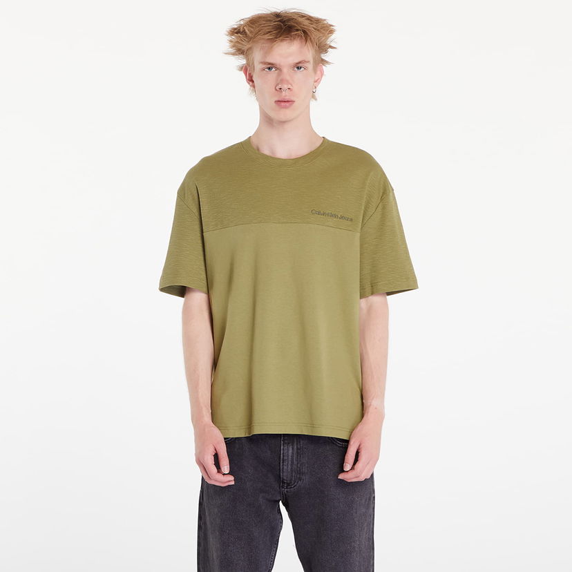 T-paita CALVIN KLEIN Texture Mix Cotton T-Shirt Dark Juniper Vihreä | J30J325424 L9N