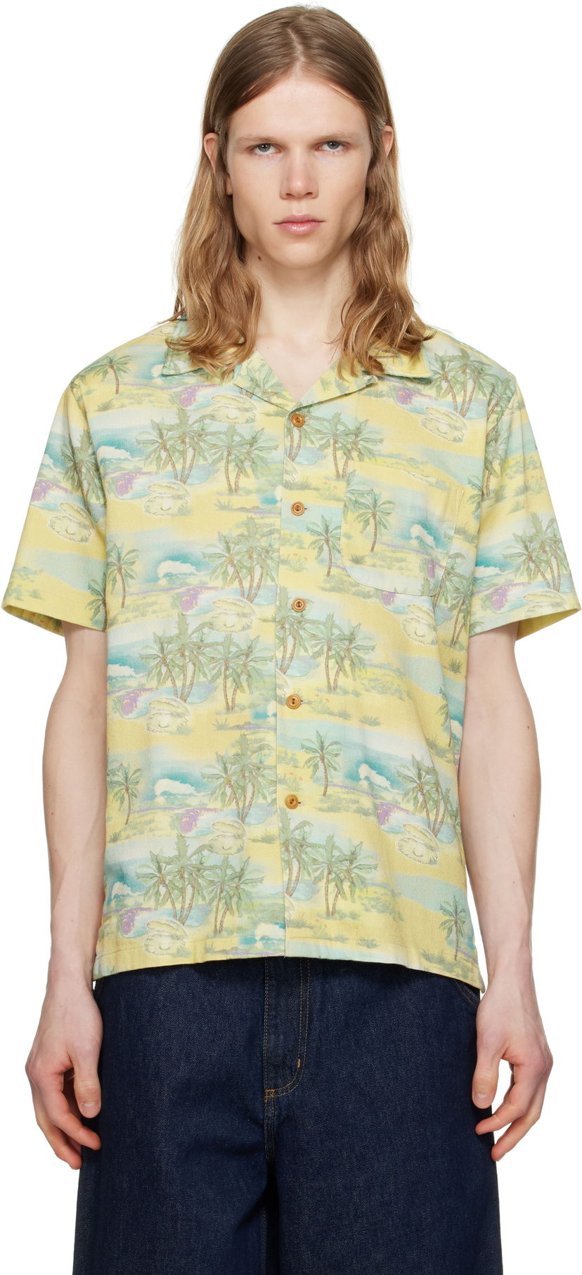 Paita Nudie Jeans Nudie Jeans Arvid Pearls Print Shirt Keltainen | 140878