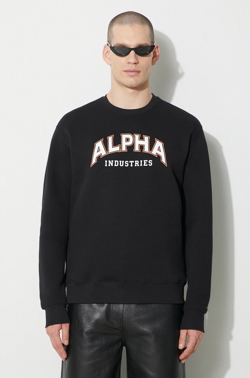 Huppari Alpha Industries Alpha Industries College Print Sweatshirt Musta | 146301