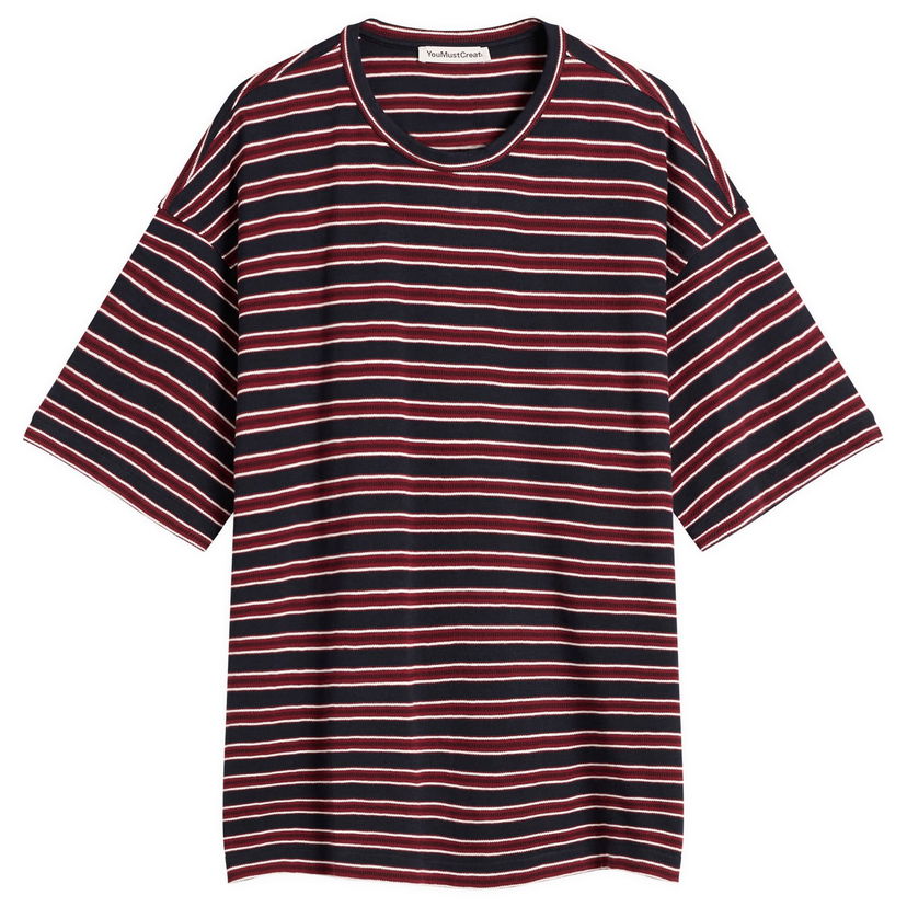 T-paita YMC YMC Triple Stripe T-Shirt, Size Small Burgundia | P6ZAH-90