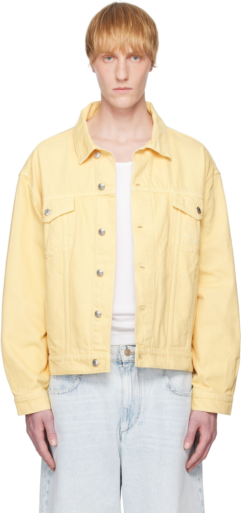 Takki MAISON KITSUNÉ Maison Kitsuné Trucker Denim Jacket Keltainen | OM02103WD4012
