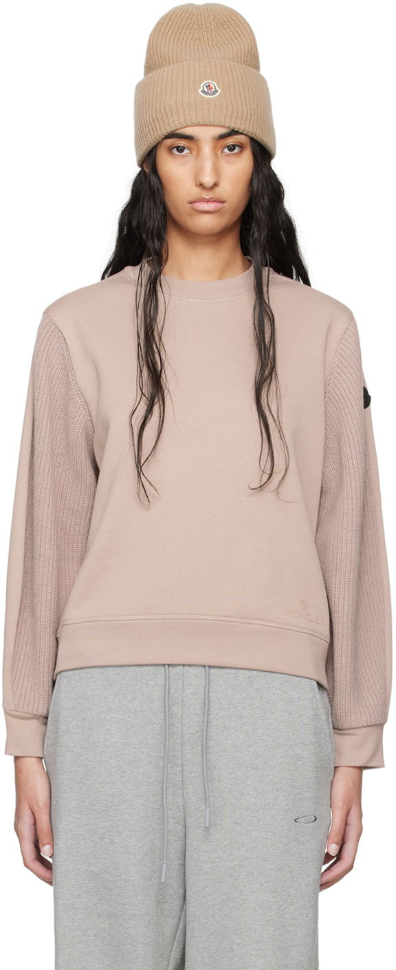 T-paita Moncler Pink Logo Patch Sweatshirt Beige | J20938G00010809KR