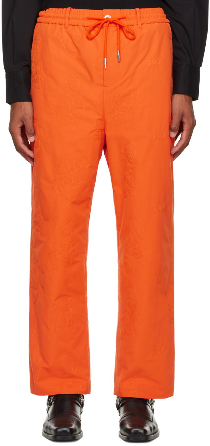 Housut Feng Chen Wang Feng Chen Wang Phoenix Embroidered Trousers Oranssi | FMF14TR27