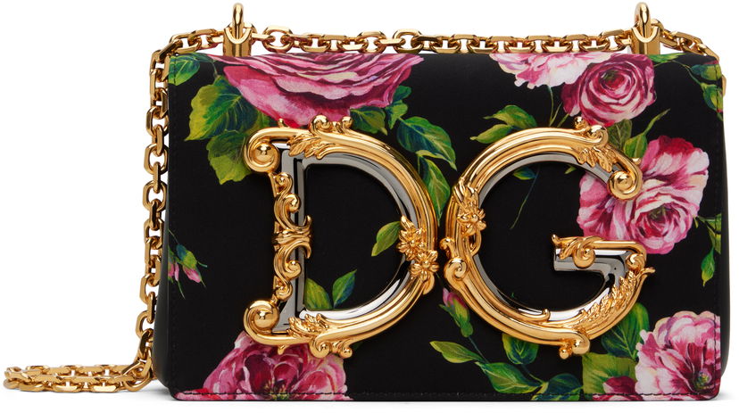 Käsilaukku Dolce & Gabbana Dolce&Gabbana 'DG' Floral Print Shoulder Bag Musta | BB6498 AS110