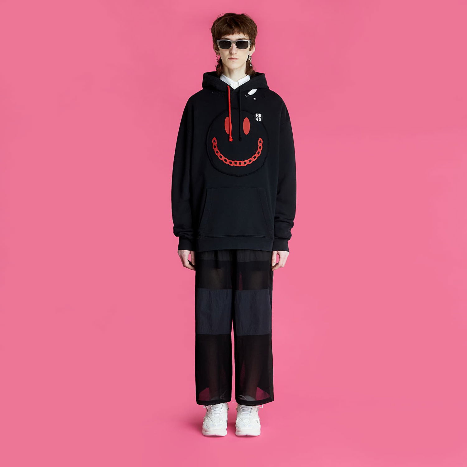 Huppari RAF SIMONS Regular Fit Hoodie With Print Destroy Washed Musta | 224-164-19003-0099, 1